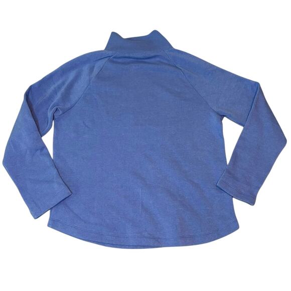 J.Crew Factory Blue Button Mock Neck Fleece Pullover Sweatshirt M - Picture 5 of 7